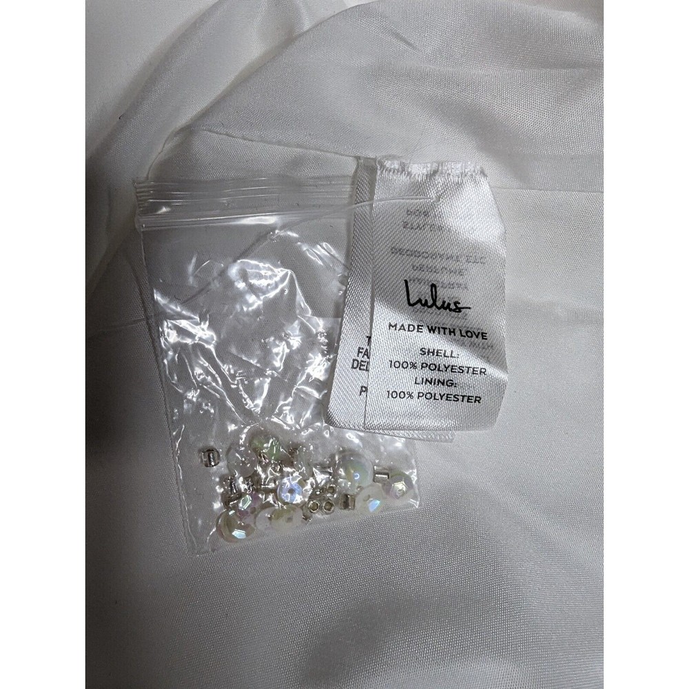 NWOT Size 2 Lulus white beaded rhinestone maxi dress. L570 - Picture 9 of 10